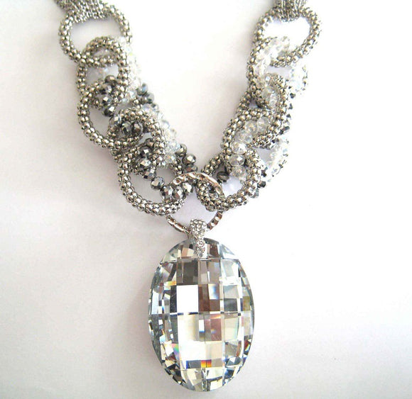 Silver Clear Necklace Set ( 2873 CL )