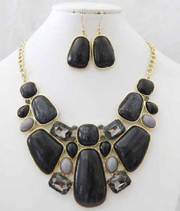 GOLD BLACK NECKLACE SET ( 5066 GBK )