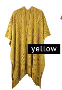 YELLOW GEOMETRIC CROCHET RUANA ( 220155 YEL )