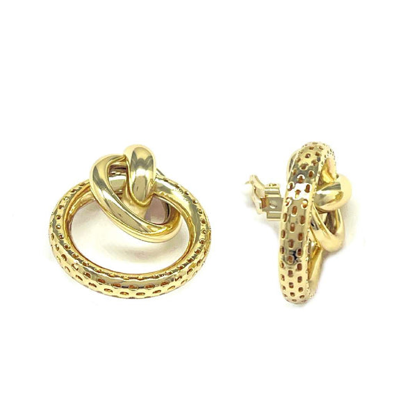 GEOMETRIC METAL DROP CLIP ON EARRINGS ( 8314 G )