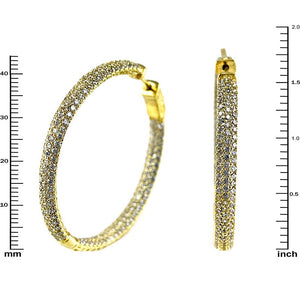 GOLD HOOP EARRINGS CLEAR CZ CUBIC ZIRCONIA STONES ( 2536 GD )