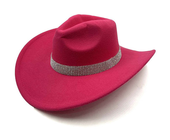 FUCHSIA COWBOY HAT CLEAR STONES ( 0681 FUCL )