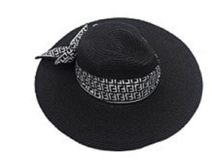 Black Straw Hat Geometric Design ( 1044 BK )