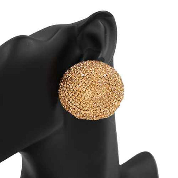 GOLD DOME POST EARRINGS TOPAZ STONES ( 2419 GDLCT )