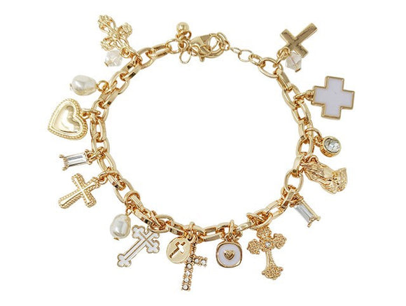 GOLD CROSS CHARM BRACELET ( 03236 G )