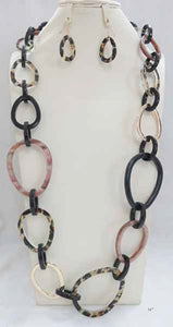 LEOPARD PRINT ACRYLIC NECKLACE SET ( 5086 LEO )