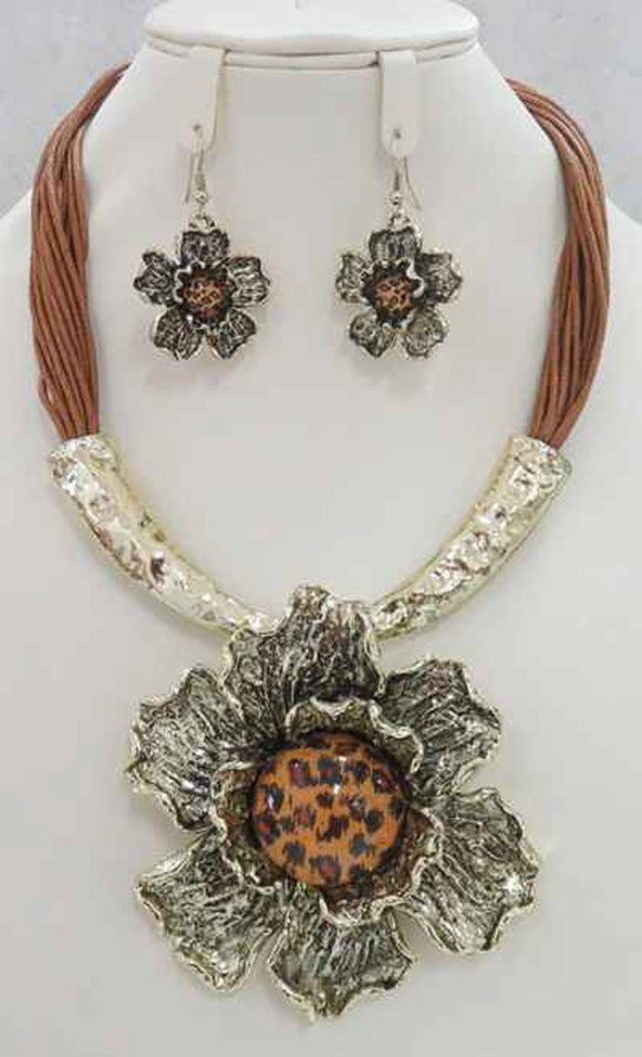 Gold Leopard Print Necklace Set ( 4021 GLOP )