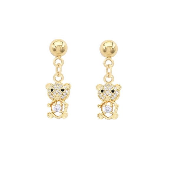 GOLD DANGLING BEAR EARRINGS ( 3194 G )