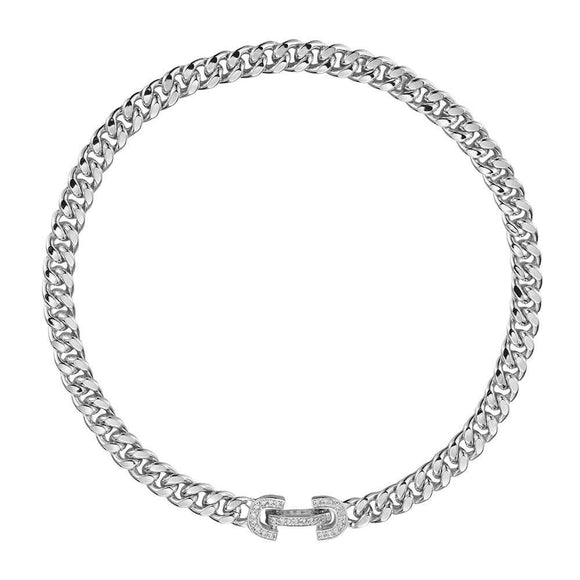 SILVER NECKLACE CLEAR CZ STONES ( 9491 S )