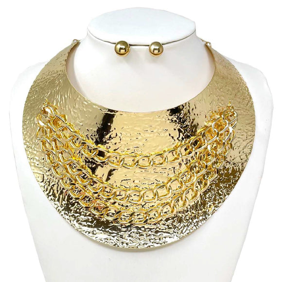 GOLD BIB NECKLACE SET ( 10984 G )