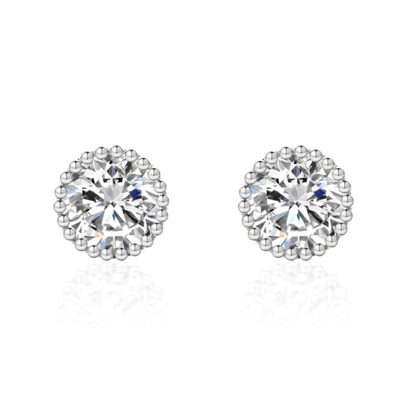 4mm SILVER ROUND CZ CUBIC ZIRCONIA STONES EARRINGS ( 0002 4 )