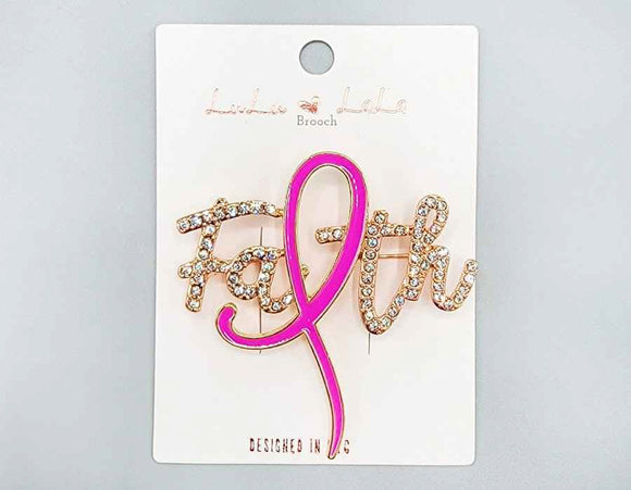 GOLD FAITH PINK RIBBON BROOCH ( 1023 GDPK )