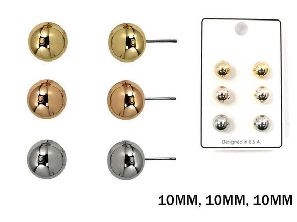 Multi Color Ball Earrings ( 5022 S3T )