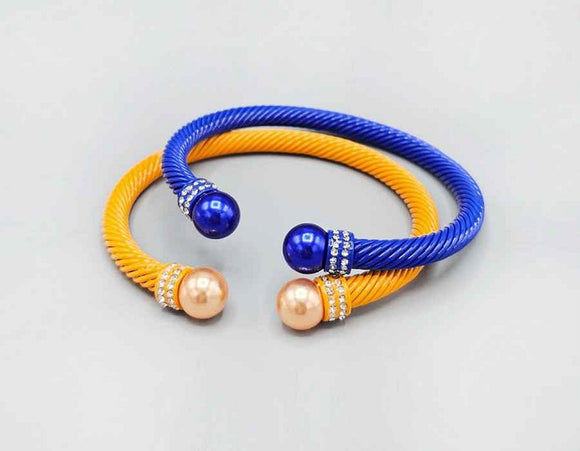 YELLOW BLUE CUFF BANGLES ( 1591 YELBL )