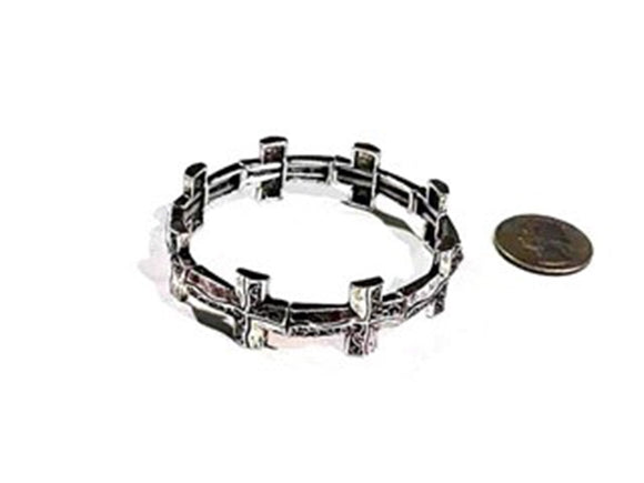 SILVER STRETCH CROSS BRACELET ( 2293 SB )