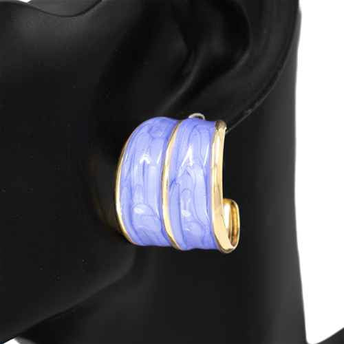 GOLD PURPLE HOOP EARINGS ( 2828 PU )