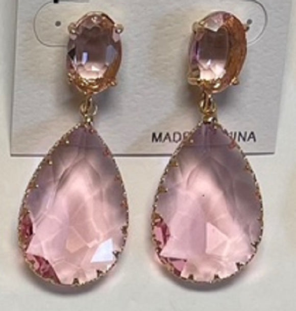 GOLD PINK DANGLING EARRINGS ( 033698 GPK )