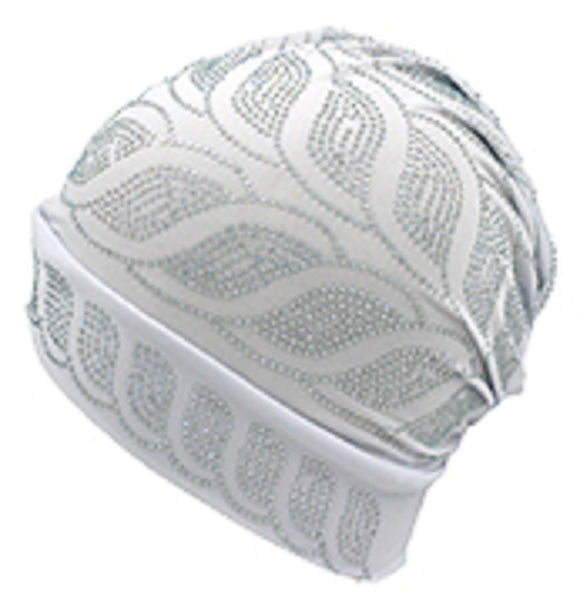 WHITE TURBAN RHINESTONES ( 1434 WT )
