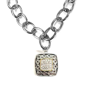 SILVER GOLD NECKLACE SQUARE ( 1097 )