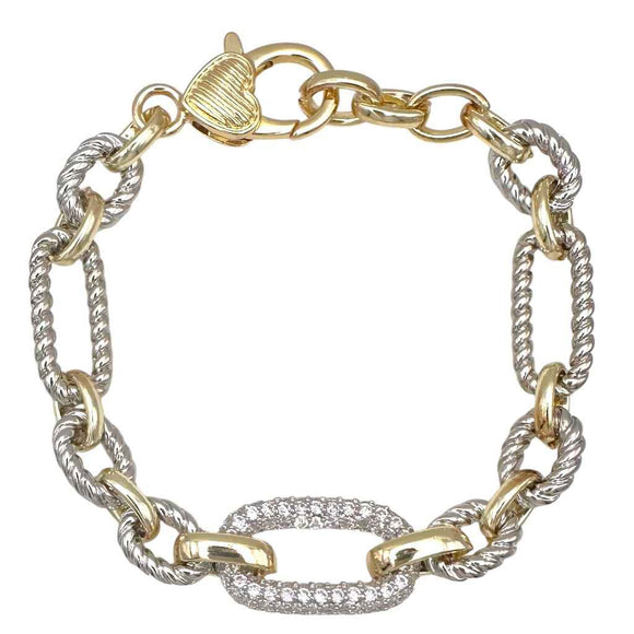 14K GOLD PLATED CZ STONE BRACELET HEART ( 1181 B )