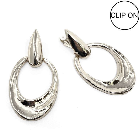 SILVER CLIP ON EARRINGS ( 20108 R )