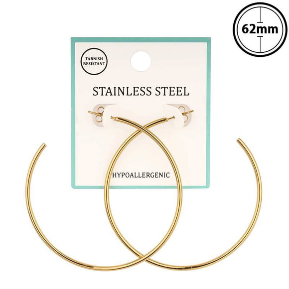 GOLD STAINLESS STEEL HOOP EARRINGS ( 7218 GD )