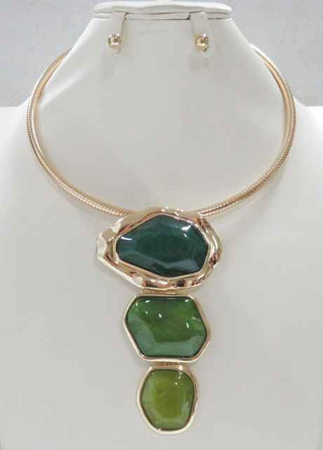 GREEN CHOKER NECKLACE SET ( 5197 GN )