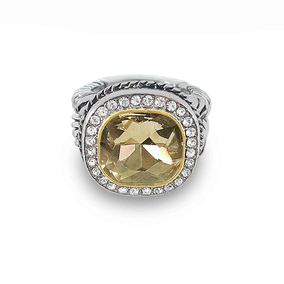 SILVER GOLD STRETCH RING CHAMPAGNE PEARL ( 3256 CH )