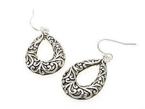 SILVER DANGLING FILIGREE EARRINGS ( 30768 S )