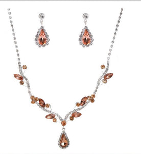 SILVER NECKLACE SET Clear Topaz STONES ( 20040 CLLTPSV )