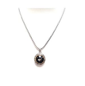 SILVER GOLD NECKLACE BLACK STONE ( 1113 BD )