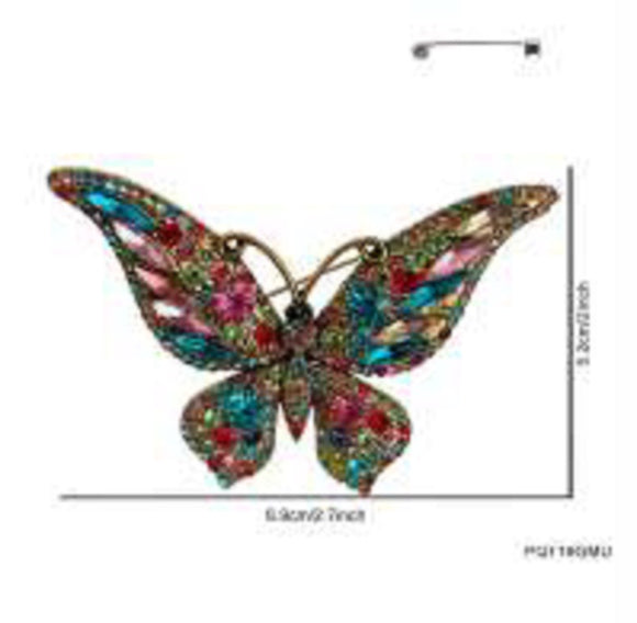 GOLD MULTICOLOR BUTTERFLY BROOCH ( 119 GMU )
