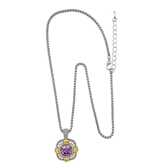 14K GOLD PLATED NECKLACE AMETHYST STONE ( 1317 A )