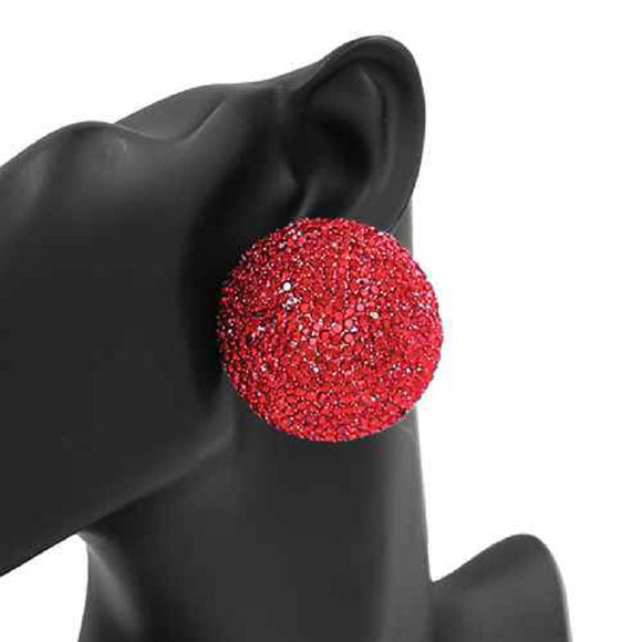 RED CRYSTAL DOME POST EARRINGS ( 2419 GDLSM )