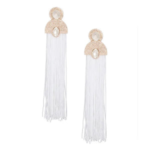 GOLD WHITE TASSEL EARRINGS ( 2628 WHT )