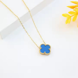 GOLD BLUE QUATREFOIL NECKLACE ( 5040 GBL )