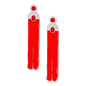 GOLD RED TASSEL EARRINGS ( 2628 RD )