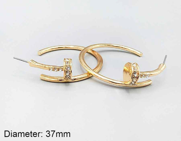 GOLD NAIL HOOP EARRINGS ( 2163 GD )