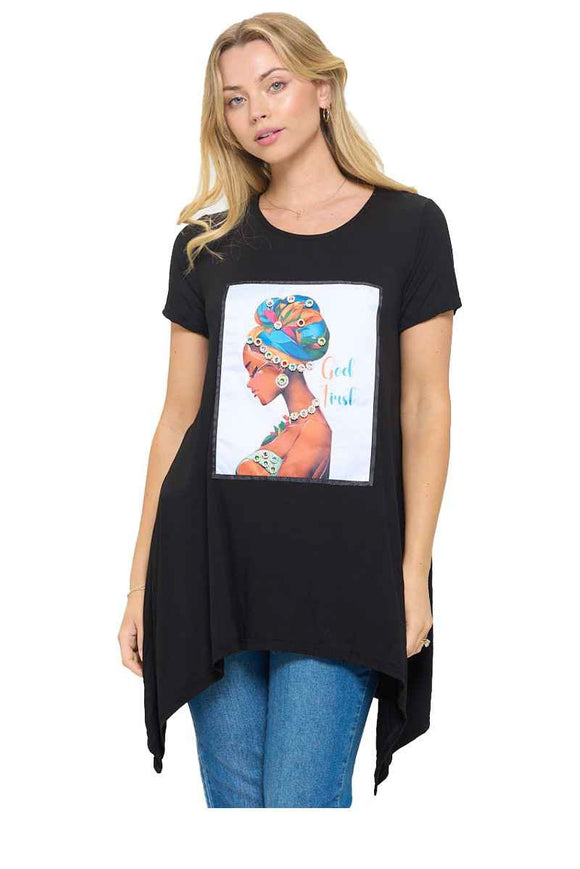 BLACK WOMAN T SHIRT PLUS SIZE ( 0139 BKP )