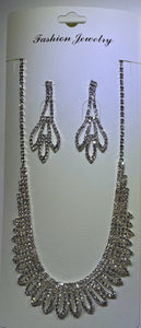 GOLD NECKLACE SET CLEAR STONES ( 10888 G )