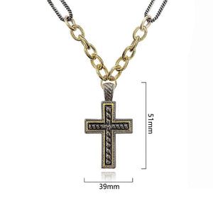 SILVER GOLD CROSS NECKLACE ( 1079 )