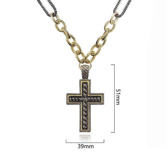 SILVER GOLD CROSS NECKLACE ( 1079 )