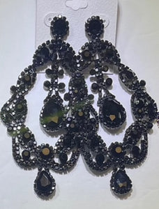 BLACK CHANDELIER EARRINGS ( 35188 DHJET )