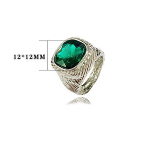 Silver Stretch Ring Green Stone ( 3248 EM )