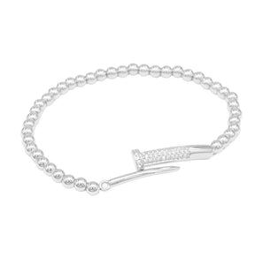 SILVER STAINLESS STEEL BALL BRACELET ( 2448 S )