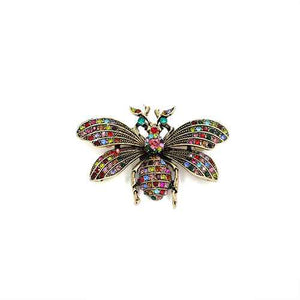 ANTIQUE GOLD INSECT BROOCH MULTI COLOR STONES ( 2023 MLT )