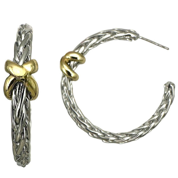 1.25'SILVER GOLD HOOP EARRINGS X ( 9498 E )