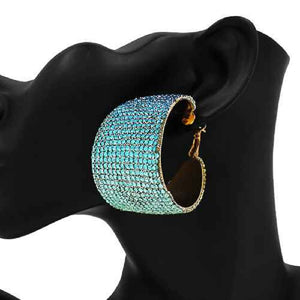 1.75" LIGHT BLUE OMBRE Hoop Earrings ( 2437 GDLBL )