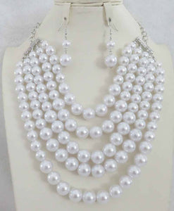 WHITE PEARL NECKLACE SET ( 604 WT )