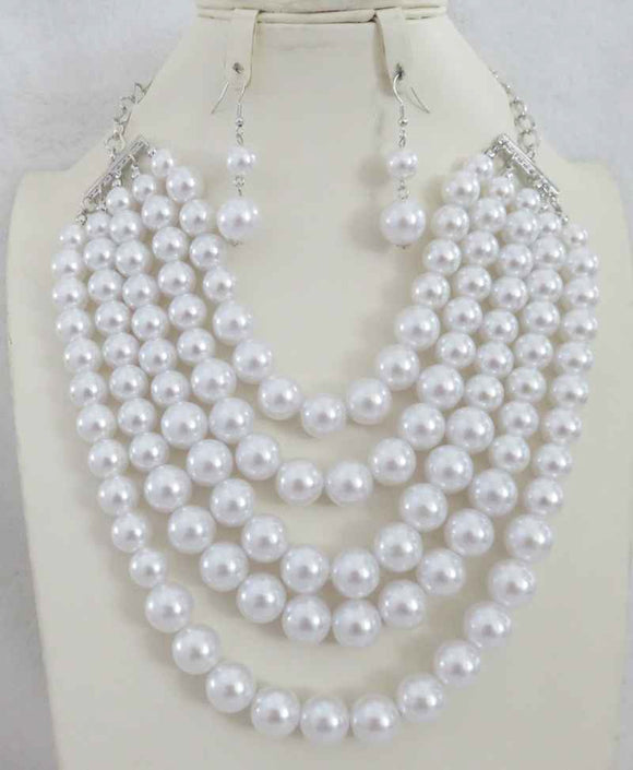 WHITE PEARL NECKLACE SET ( 604 WT )